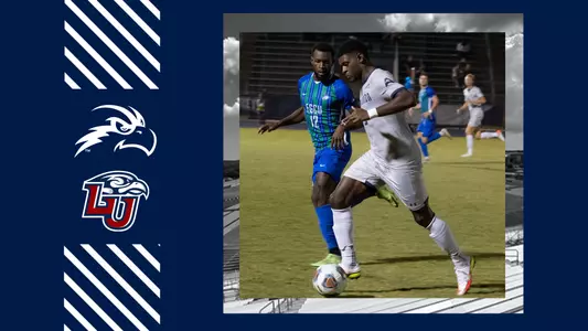 UNF vs LU graphic of Jovoney Brown dribbling against defender