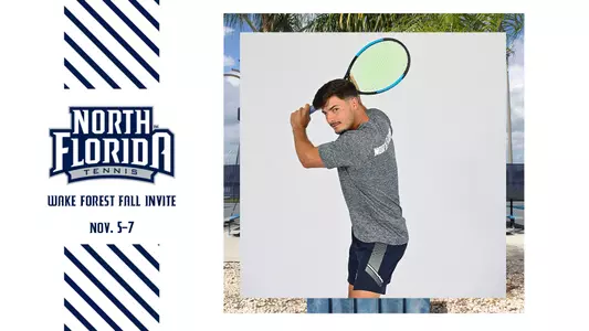 men's tennis preview graphic with a picture of Joe Ellis next to a gray background