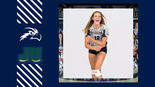 vb preview vs. JU with a picture of Amy Burkhardt
