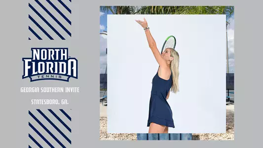 Georgia SOuthern Invite graphic with kendall nash serve tossing