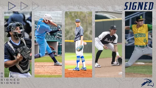 Baseball signed graphic with five pictures of baseball players in the graphic