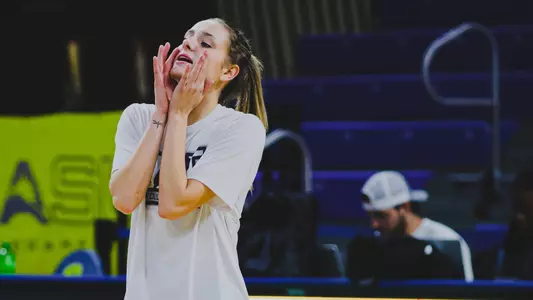 Amy Burkhardt shouts