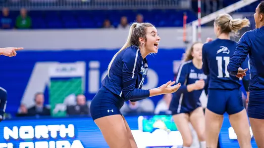Annie Antar celebrates a point.