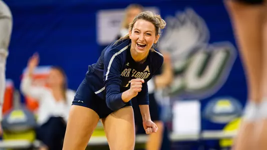 Logan O'Brien celebrates a point.