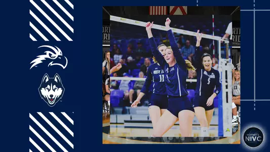 nivc quarterfinals preview graphic with a team celebration shot next to a blue background