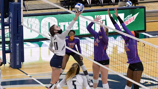 Bre Walp makes an attack at the net