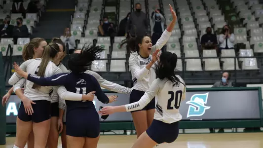 Gabby O'Connell celebrates with her teammates