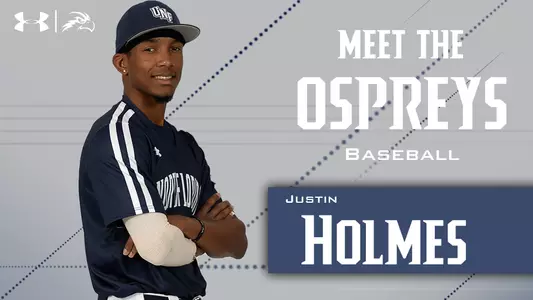 Justin Holmes meet the team graphic with a picture of him next to text over a gray background.