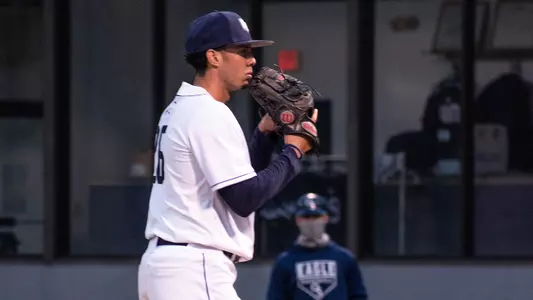 Rafael Santos getting ready to throw a pitch