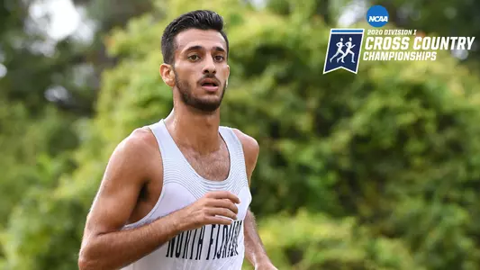 Nathan Jubran running with NCAA Championship logo in top right