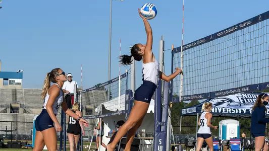 Angelie Rosario makes an attack on the ball.