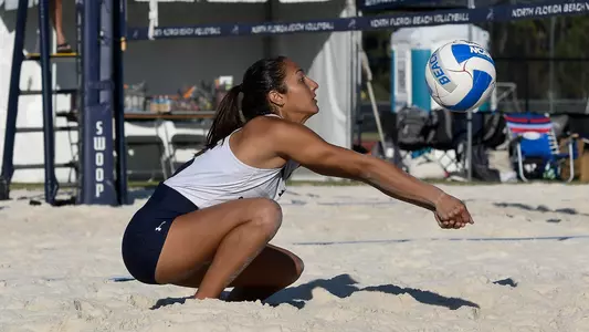 Angelie Rosario digs out the ball.