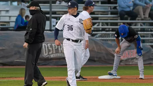 Ethan Jones walks towards the mound.
