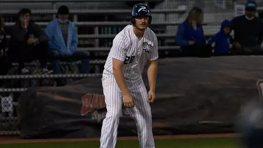 Alex Kachler gets a lead at third base.