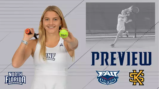 wten preview graphic featuring action and posed shots of Annabelle Davis and FAU and Kennesaw State logos