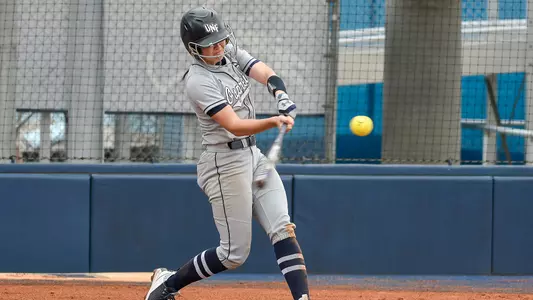 Shannon Glover hits the ball against Boston College