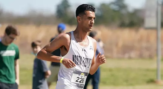 Action shot of Nathan Jubran running at ASUN Championships