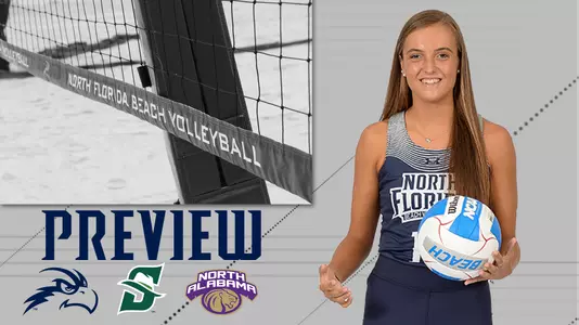 bvb preview una and stetson graphic with a posed shot of Carleigh Semeniuk next to logos over a gray background