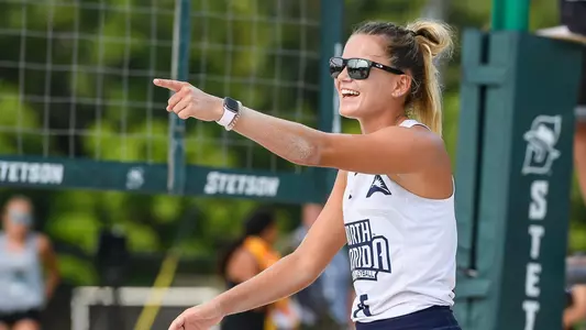 Chantel McMillan smiling after a point