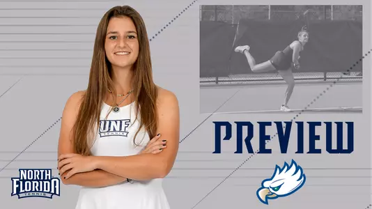 wten preview graphic featuring action and posed shots of Florencia Rossi and FGCU logo