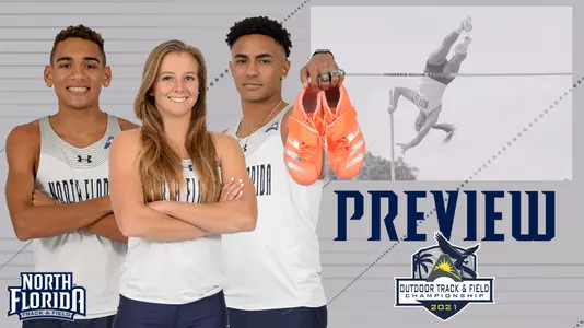 track preview featuring pictures of Tim Doyle, Louisa Washburn and Jaasiel Torres and ASUN Championship logo