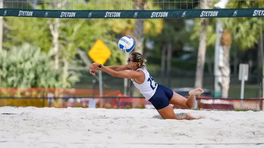 Chantel McMillan dives deep for the ball.