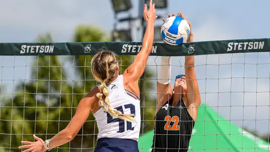 Taryn Griffey diving above the net