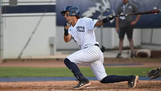 Isaiah Byars follows through after swinging at a pitch.