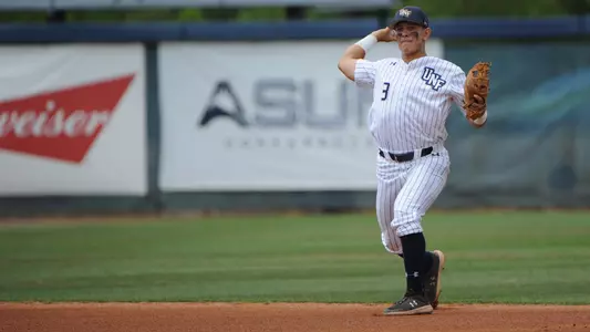 Aidan Sweatt throws the ball across the infield.