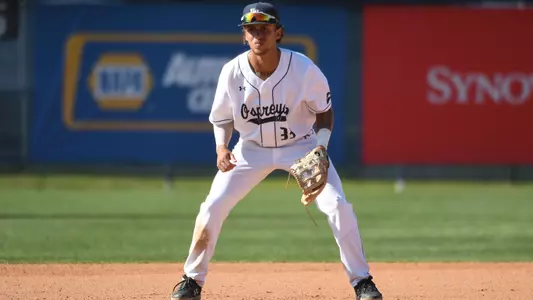 Isaiah Byars gets ready at third base.