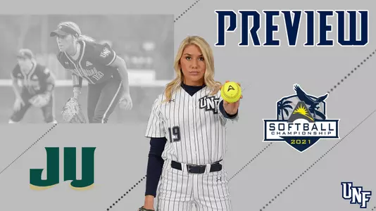UNF hosts JU in the ASUN Championship and Alyssa Dhyr is on the graphic.