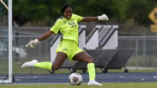 Mercedes Sapp takes a goal kick