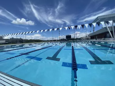 Picture of the UNF Aquatic Center from the deck