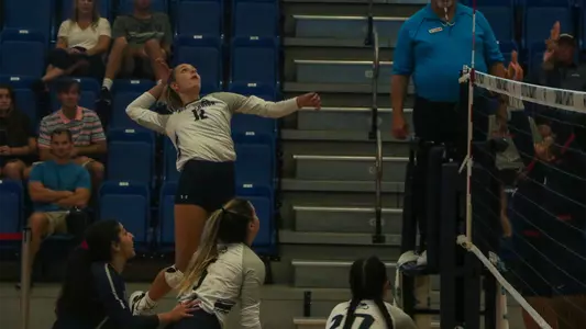 Amy Bukhardt makes an attack