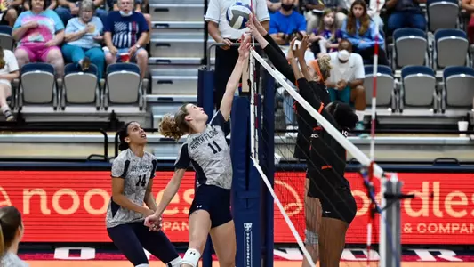 Bre Walp attacks the ball