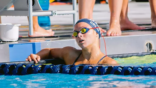 Ashley Cozad at swim meet in the pool