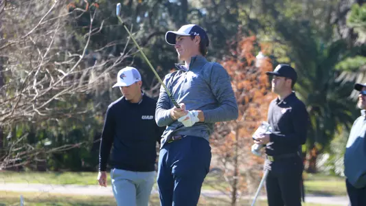 nick Gabrelcik tees off par three hole