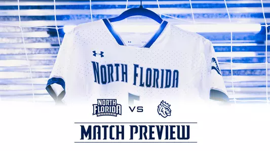 north florida women's soccer preview graphic against queens