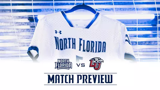 unf women's soccer preview graphic against Liberty