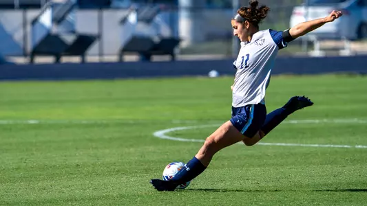 Zara Siassi kicking the ball up field