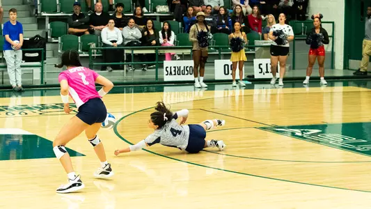 Rocio Moro diving to make a dig