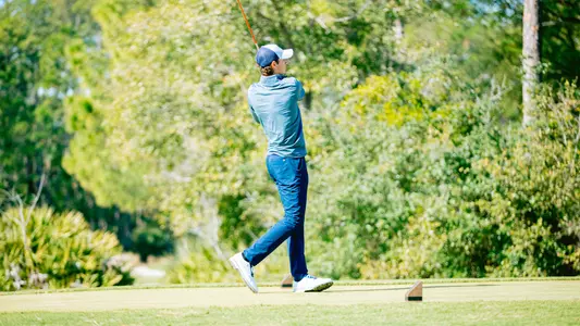 Nick Gabrelcik tee shot follow through