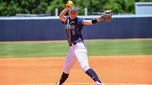 Morgan Clausen delivering a pitch to the plate.