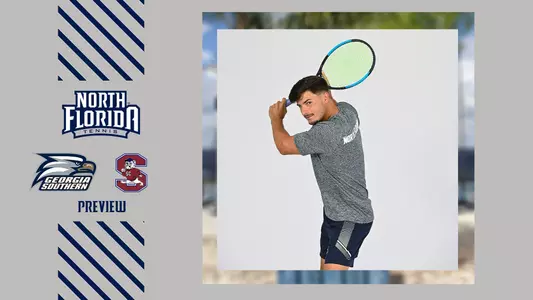 men's tennis preview graphic with a pic of joe ellis and logos