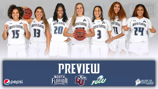 wbb senior day preview graphic with pictures of seven seniors