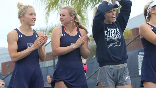 UNF women's tennis celebrating a point