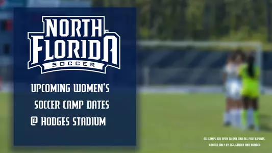 unf women's soccer camp graphic with a logo and text