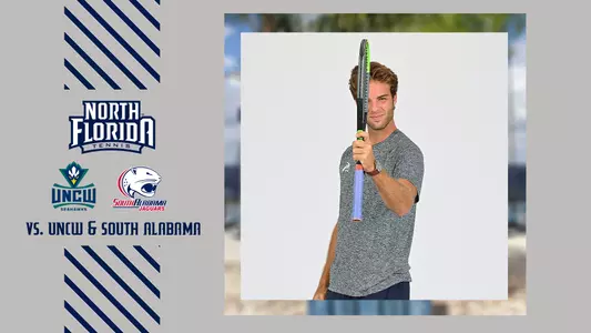 UNCW and South Alabama preview graphic with a picture of Nilo Duarte