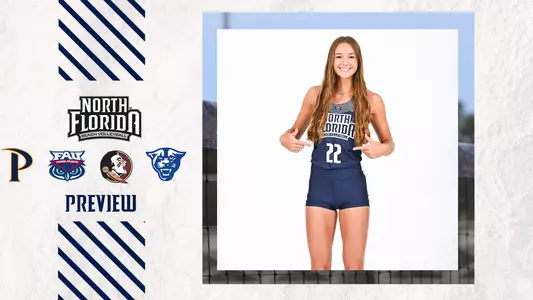 unf beach volleyball preview with pose shot of Caleigh