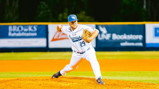 Justin Parrish delivers a pitch.